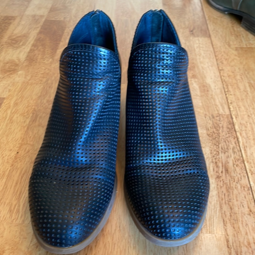 Sofft Perforated Black Leather Booties.